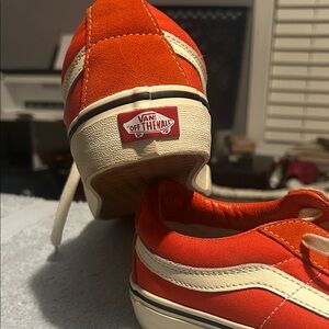 Vans  Bright Orange and Cream Sneakers
